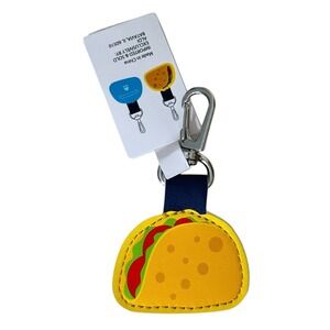 Aldi Keychain Quarter Holder Taco Food Design Blue Yellow Coin Keeper NWT
